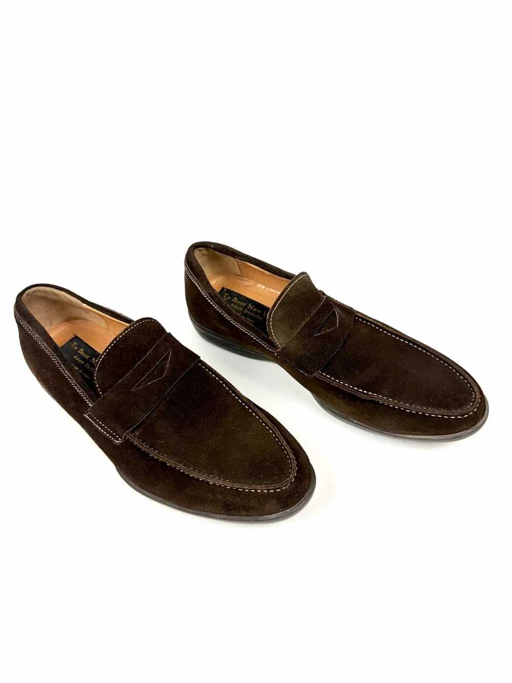 To Boot New York Men’s Dark Brown Suede Penny Loafers US 10 Made in Italy